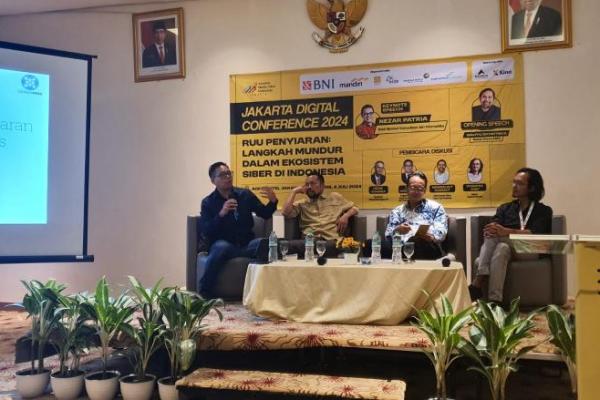 Seminar Jakarta Digital Conference (JDC) 2024 yang digelar Asosiasi Media Siber Indonesia (AMSI) Jakarta, Kamis (4/7). 